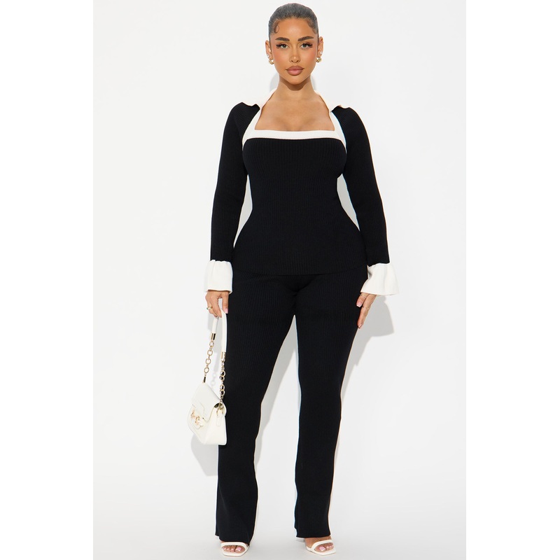 Amara Sweater Pant Set – Black/White
