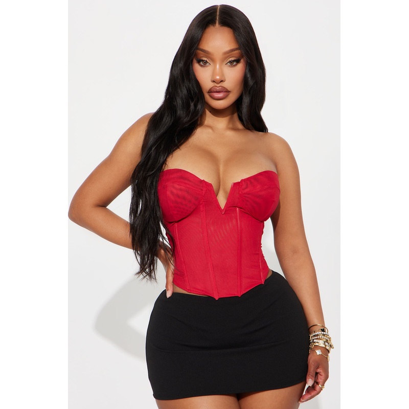 Extravagant Babe Mesh Corset Top – Red