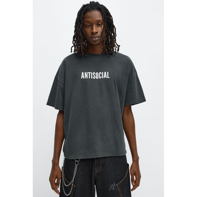 Antisocial Oversized Short Sleeve Tee – Black Wash