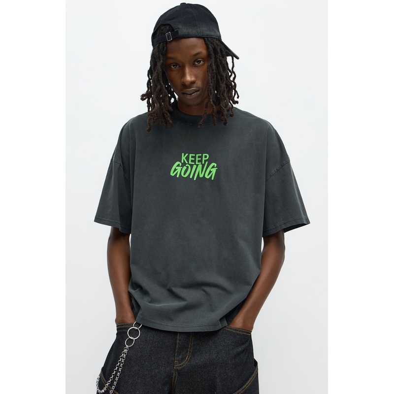 Keep Going Oversized Short Sleeve Tee – Black Wash