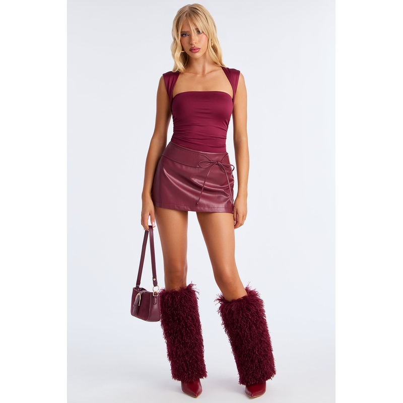 Take Notes Faux Leather Micro Mini Skirt – Burgundy