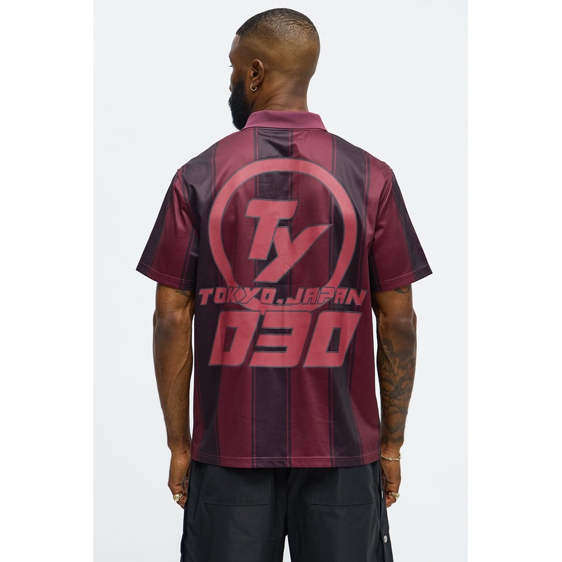 030 TY Striped Polo Top – DarkRed