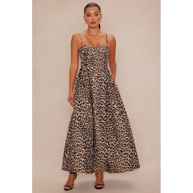 Becca A Line Jacquard Maxi Dress – Taupe/combo