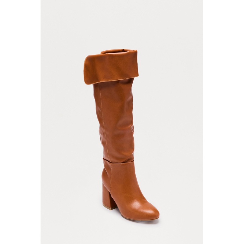 Brendan Faux Leather Boots – Cognac