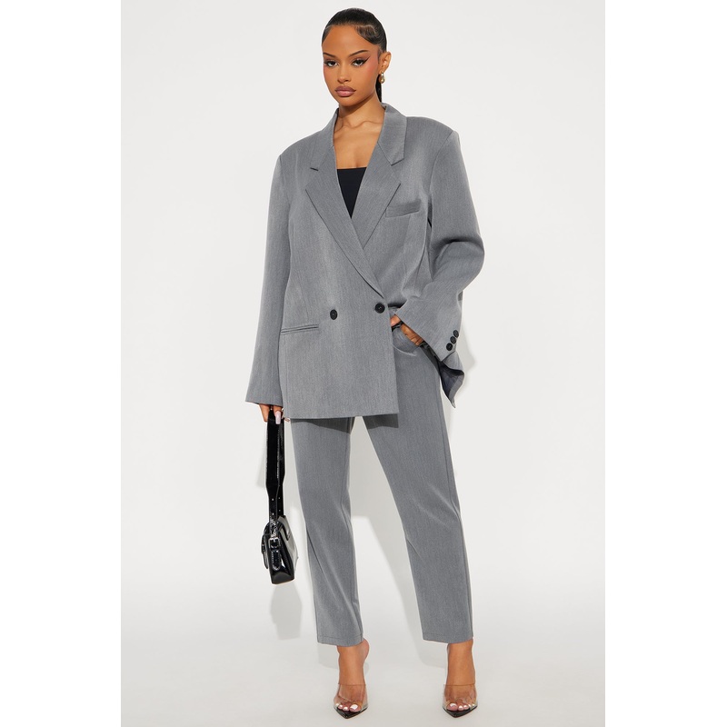 Veronica Oversized Blazer Pant Set – Grey