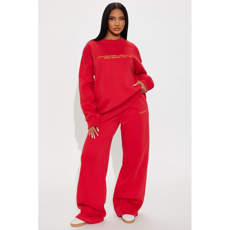 Wild Rodeo Fleece Pant Set – Red