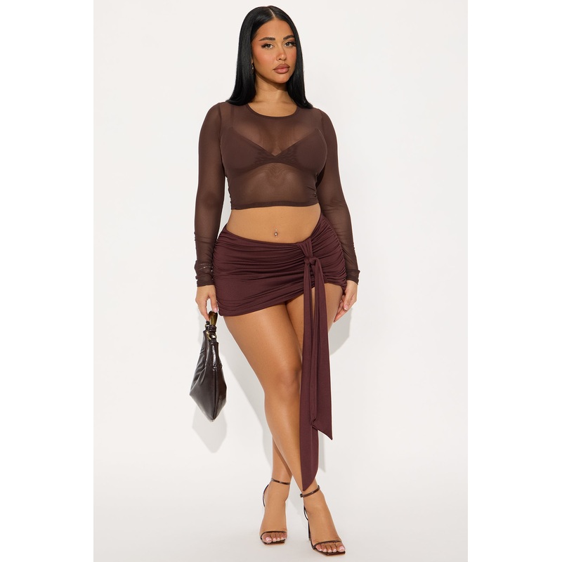 All Tied Up Bodycon Micro Mini Skirt – Chocolate