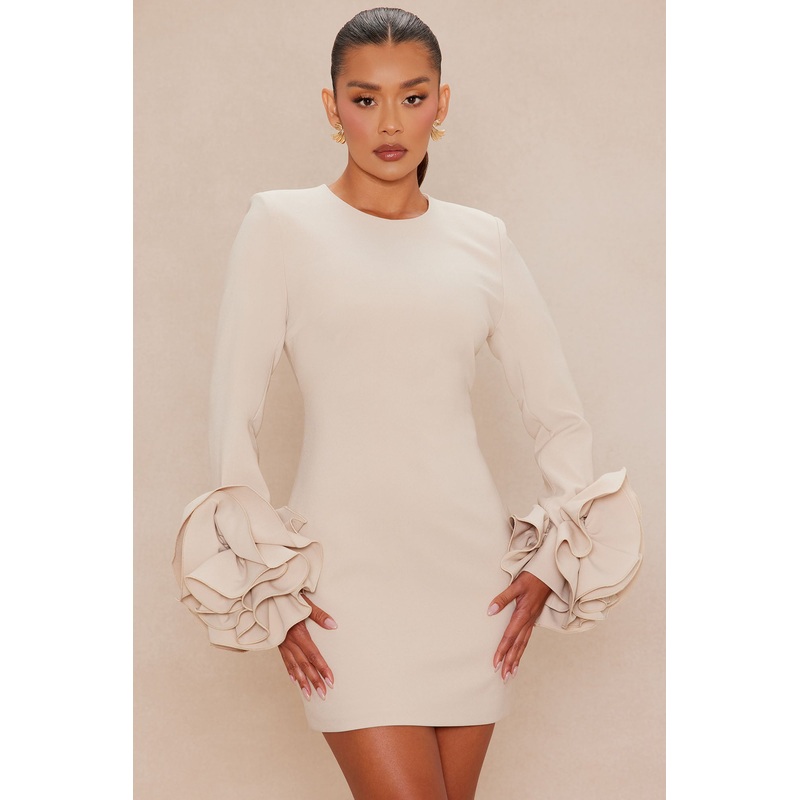 Amora Long Sleeve Mini Dress – Cream