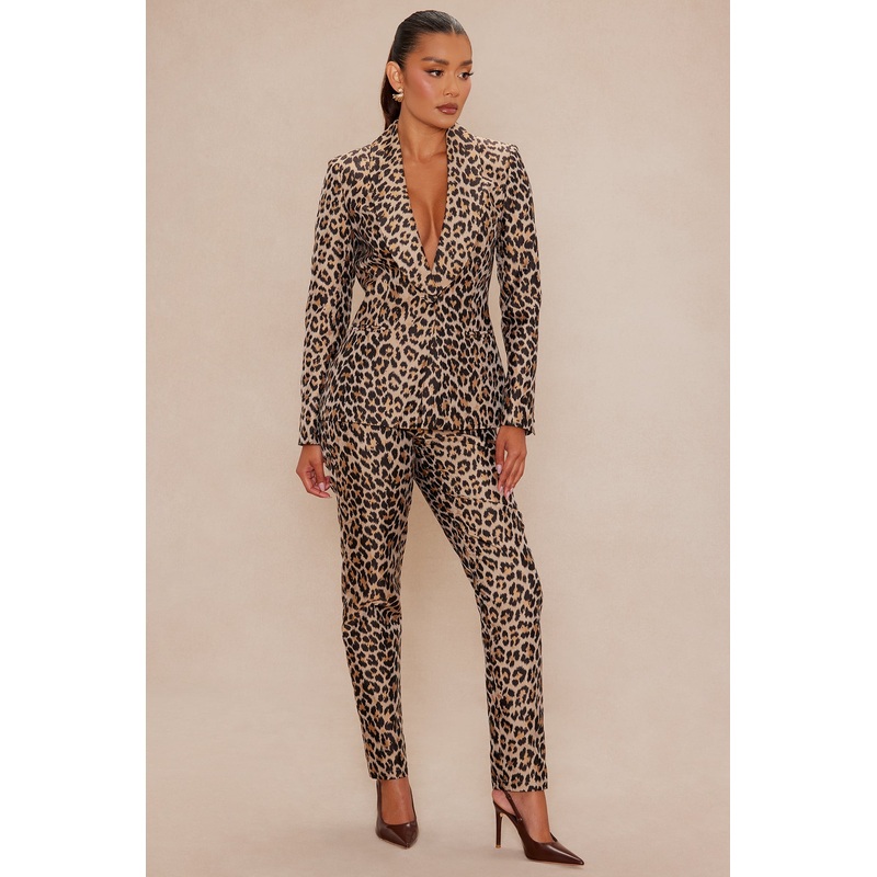 Becca Jacquard Blazer Pant Set – Taupe/combo