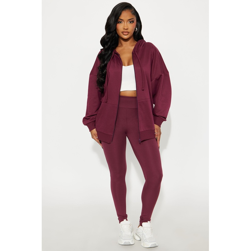 Beckham Zip Up Fleece Pant Set – Burgundy