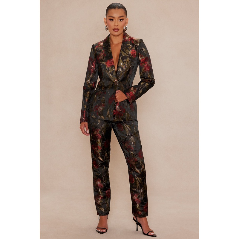 Charlotte Jacquard Blazer Pant Set – Black/combo