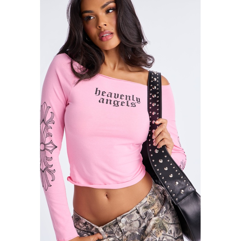 Heavenly Angels Off Shoulder Top – Pink