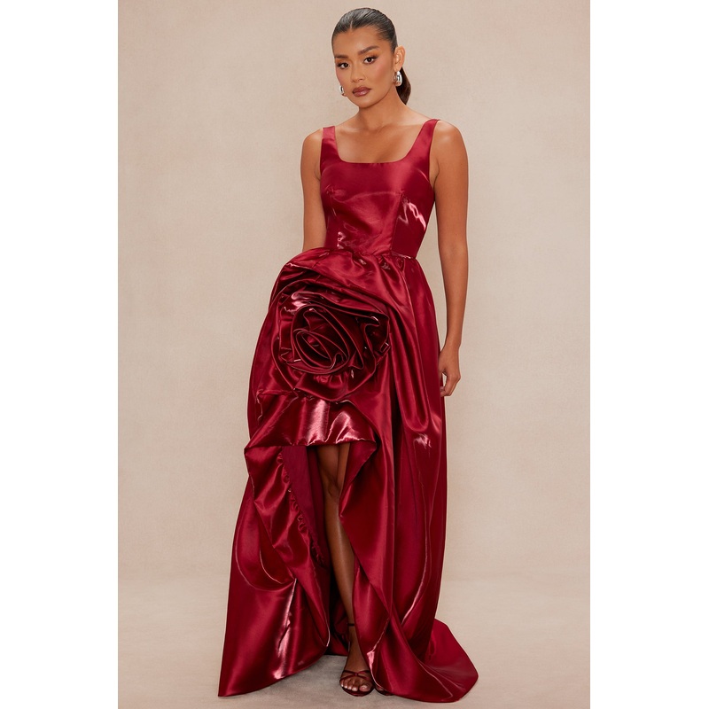 Ravenna Rosette Gown – Burgundy