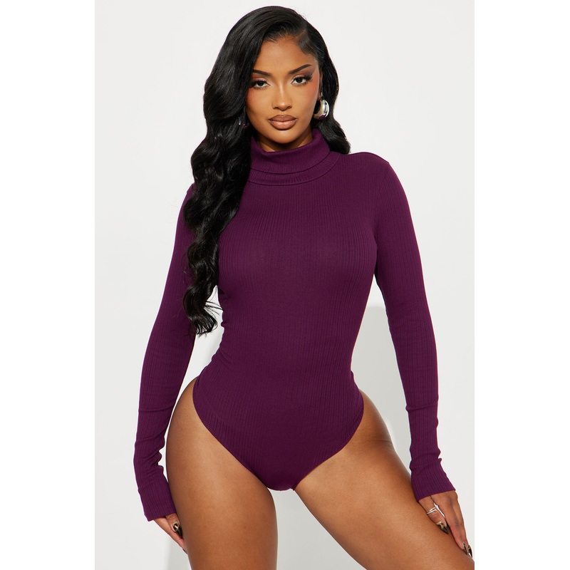 Tess Turtleneck Bodysuit – Plum