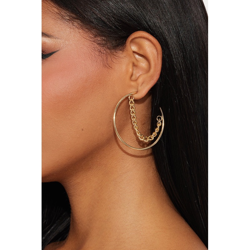 Zoe Chain Link Hoop Earrings – Gold