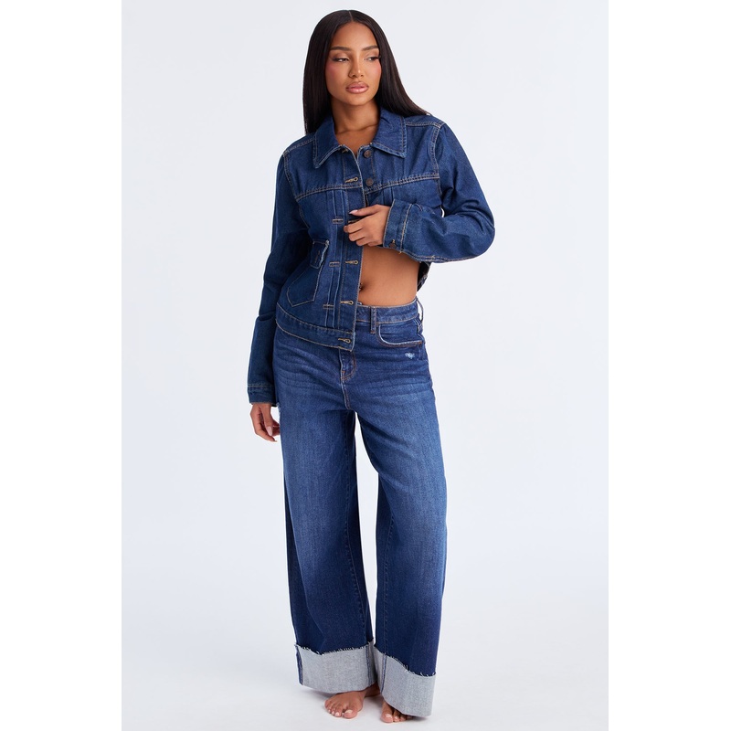 Big Deal Cuffed Wide Leg Jeans – Dark Wash