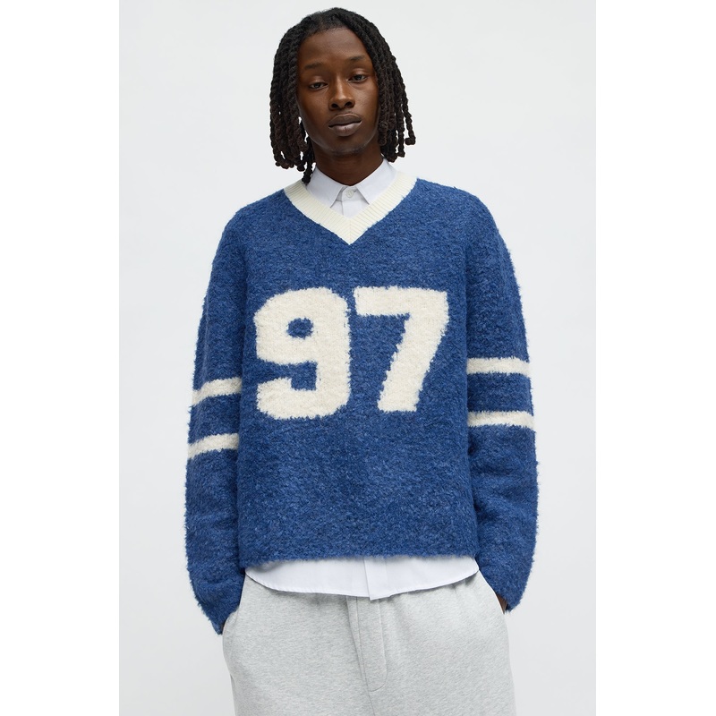 Boxy Winning Team Fuzzy Knit – Teal/combo