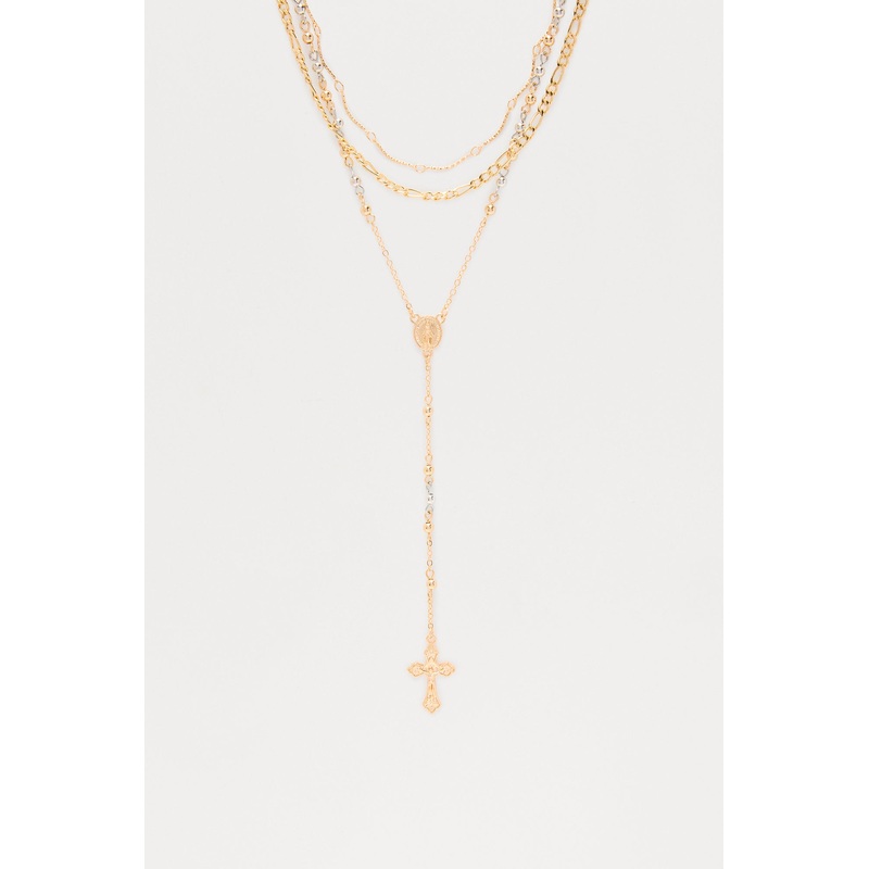 Saint Pendant Necklace Set – Gold