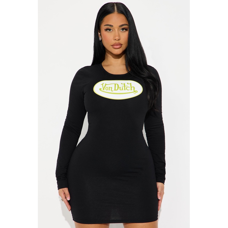 Von Dutch Logo Mini Dress – Black