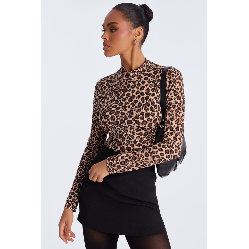 Destiny Leopard Long Sleeve Mock Neck Top – Leopard