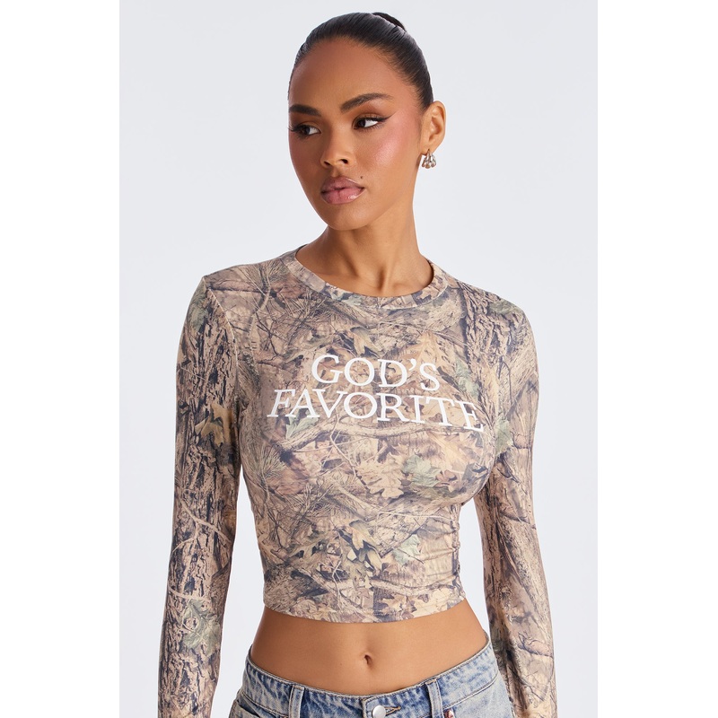 God’s Favorite Long Sleeve Camo Baby Tee – Camouflage