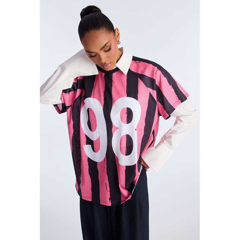Not Your Game Striped Jersey – Black/Pink