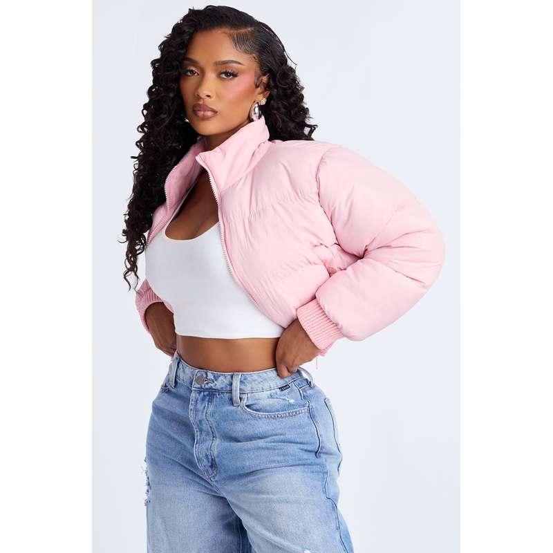 Raquel Cropped Puffer Jacket – Pink