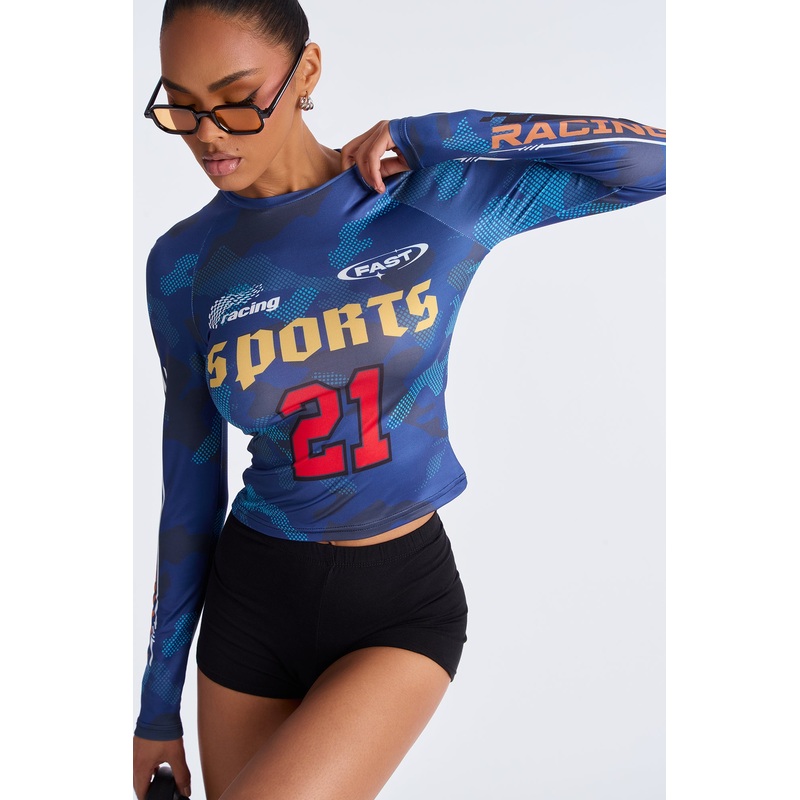 Sports 21 Long Sleeve Baby Tee – Blue