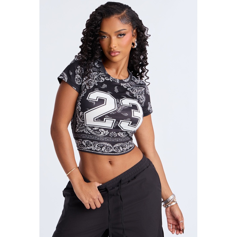 Westside Babe Bandana Baby Tee – Black/White