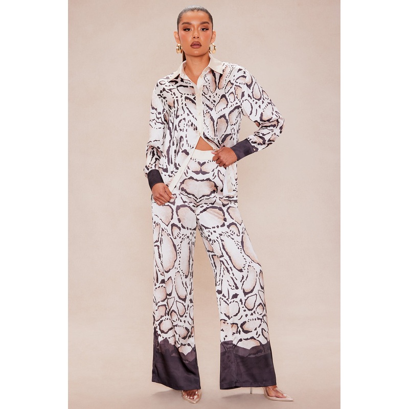 Darlene Satin Pant Set – Ivory/combo