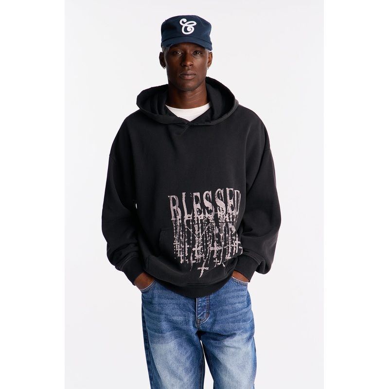 Forever Blessed Oversized Hoodie – Black Wash