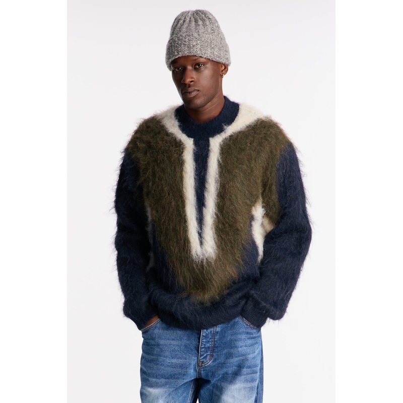 Luxury Mock Neck Sweater – Navy/combo