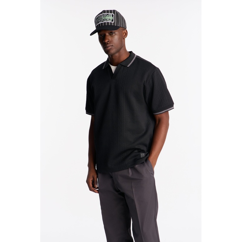 Versailles Grid Polo – Black