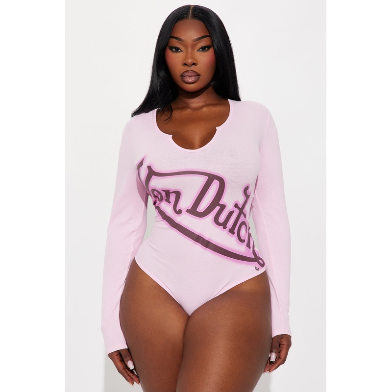 Von Dutch Ribbed Bodysuit – Pink