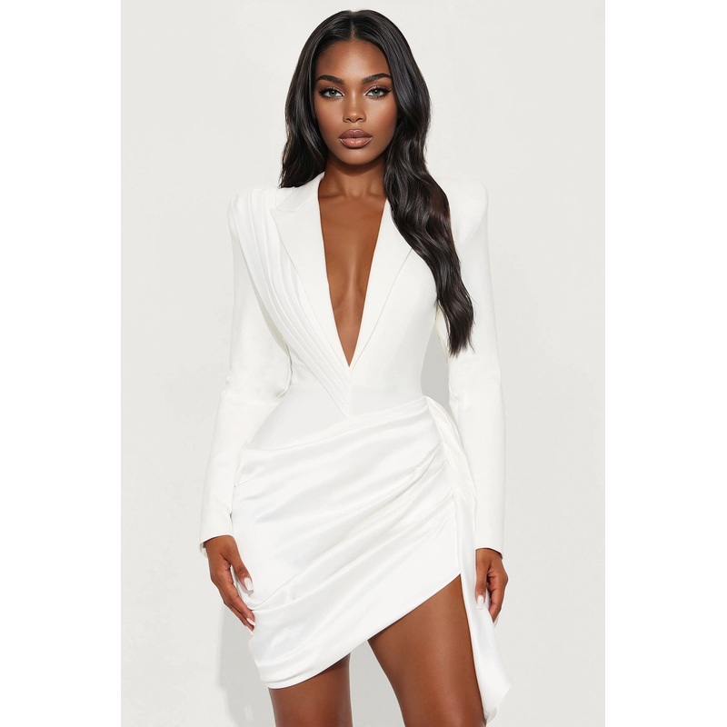 Akaira Blazer Midi Dress – White