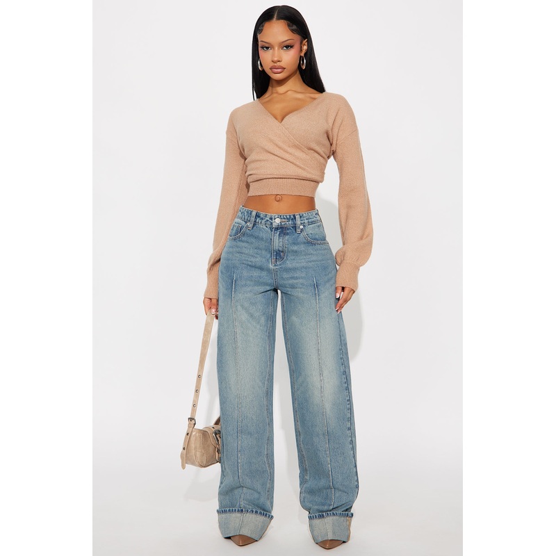 Tall En Route Cuffed Wide Leg Jeans – Medium Wash