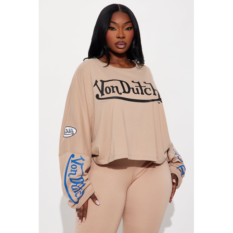 Von Dutch Rebel Washed Cropped Top – Brown