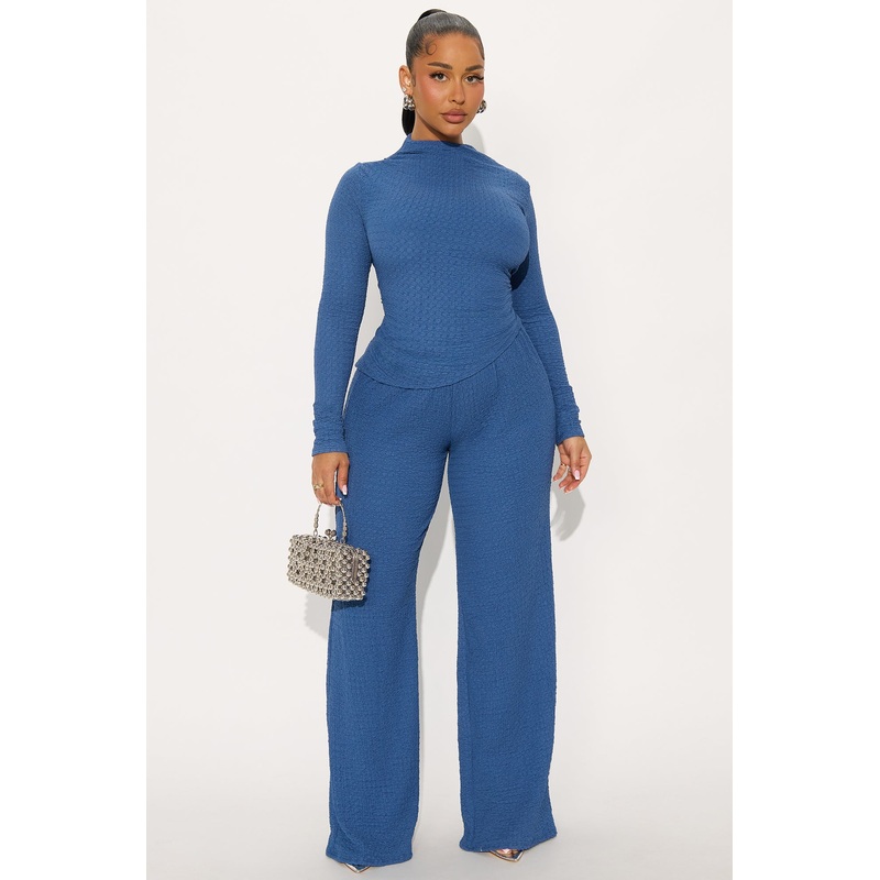 Ariella Textured Pant Set – Denim