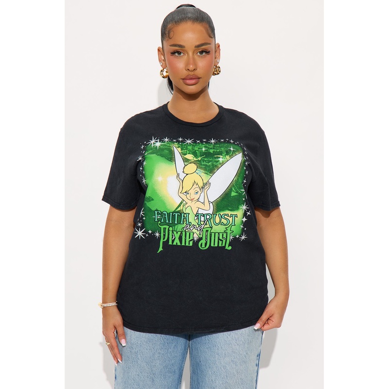 Faith Trust and Pixie Dust Tinker Bell Oversize Washed Tee – Black Wash