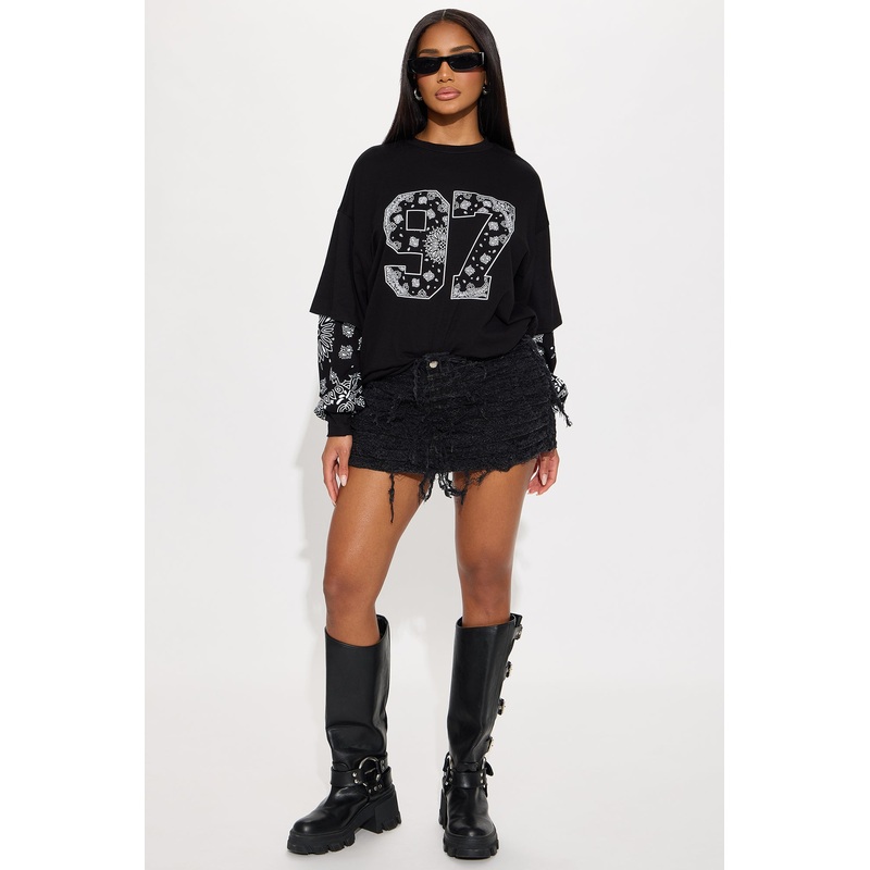 The Hottest Distressed Micro Mini Skirt – Black