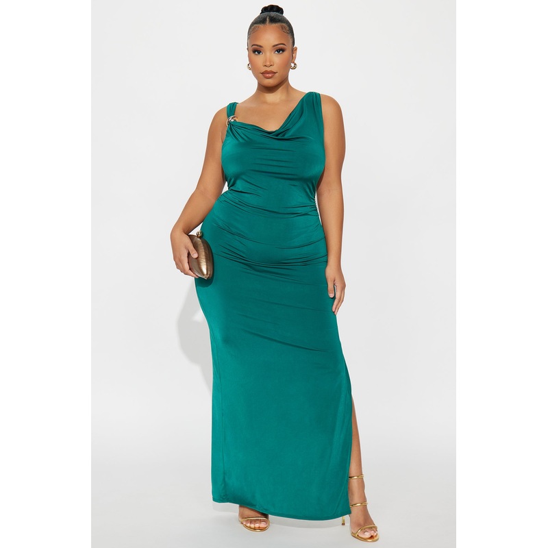 Alaia Ruched Maxi Dress – Hunter