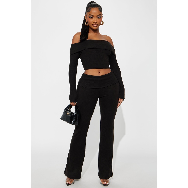 Allison Off Shoulder Pant Set – Black