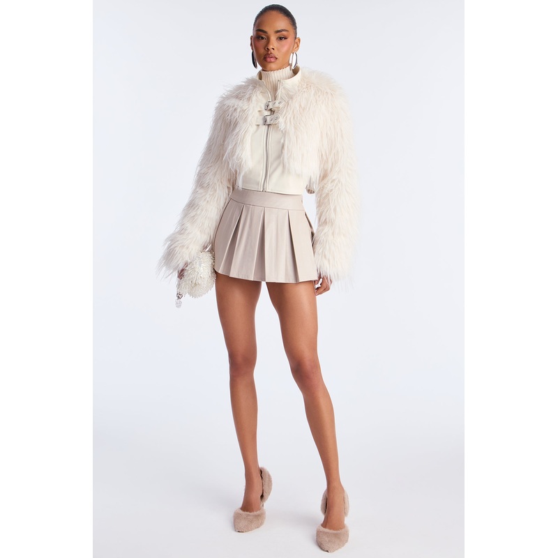 Bad Habits Faux Fur Jacket – Ivory