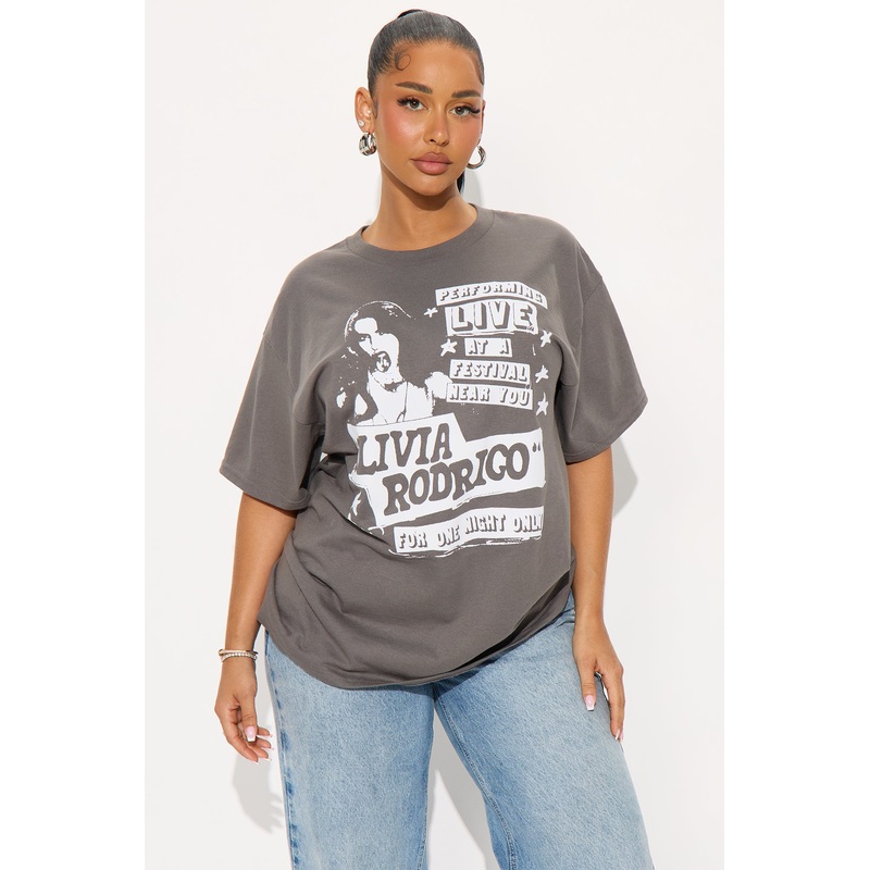 Olivia Rodrigo Live Oversized Tee – Charcoal