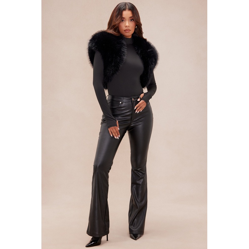 Raya Faux Fur Shrug – Black