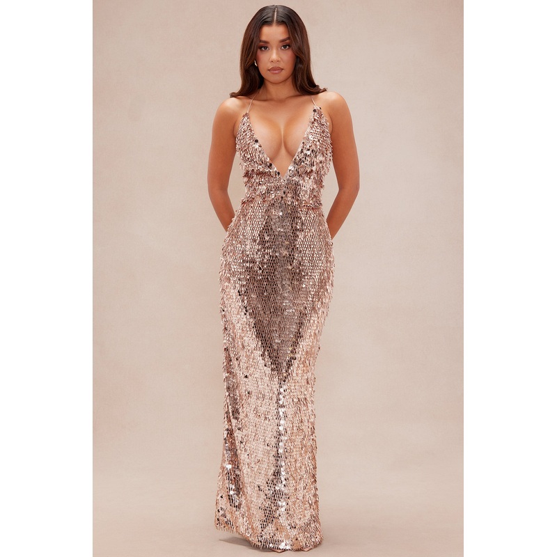 Seraphine Sequin Maxi Dress – Rose Gold