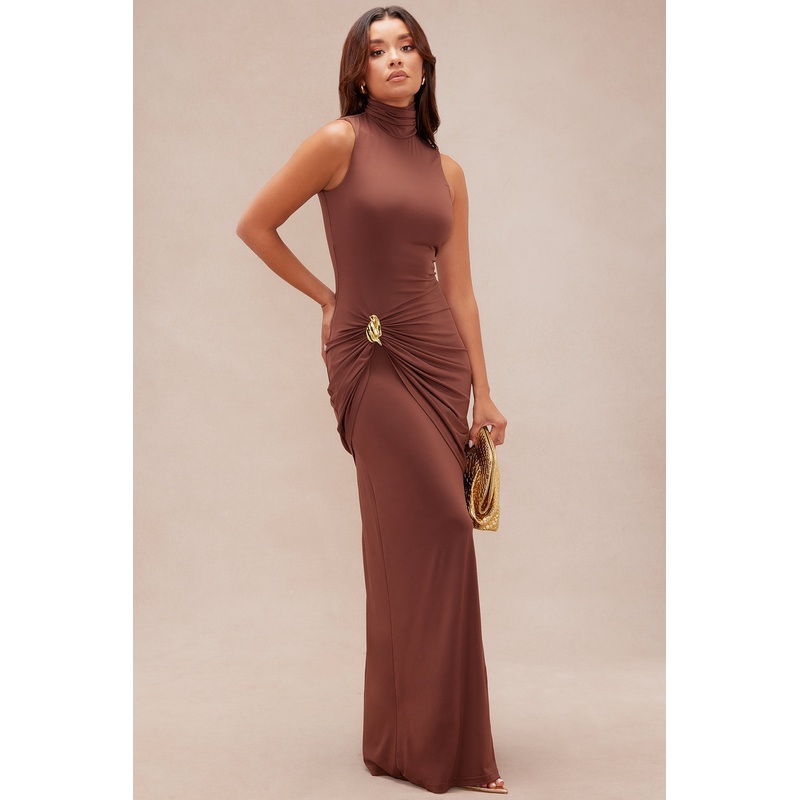Shay Double Lined Maxi Dress – Chocolate