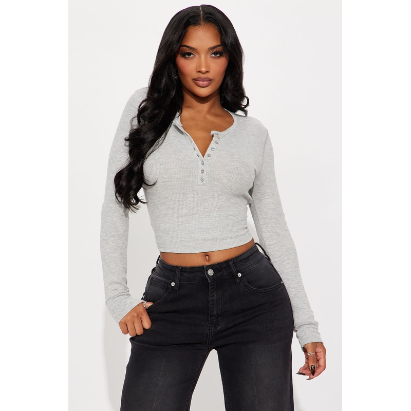 Sophie Henley Long Sleeve Thermal Top – Heather Grey