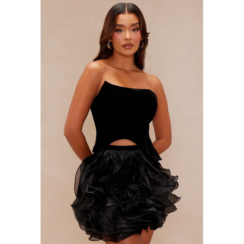 Alondria Ruffle Mini Skirt Set – Black