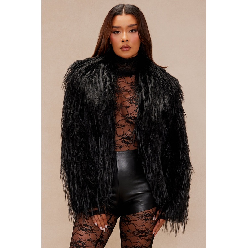 Anastasia Faux Fur Jacket – Black